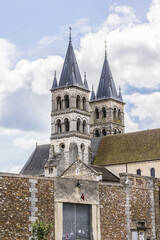 Fototapeta na wymiar Collegiate Church of Notre-Dame (founded between 1016 and 1031) in Melun. Melun - commune in Seine-et-Marne department in Ile-de-France region, France.