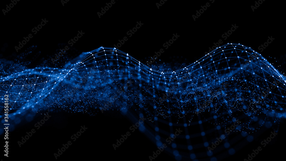 Fototapete abstract 3d rendering futuristic lines. computer geometric digital connection structure. futuristic 