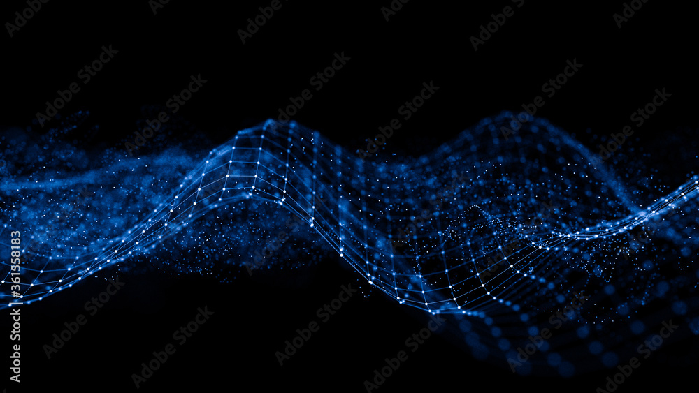 Fototapete abstract 3d rendering futuristic lines. computer geometric digital connection structure. futuristic 