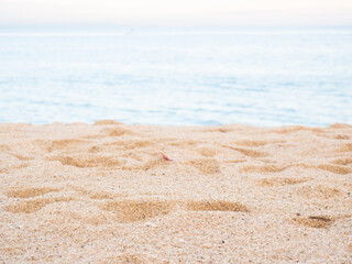 beach.warm yellow sand and summer sea with sky and free space