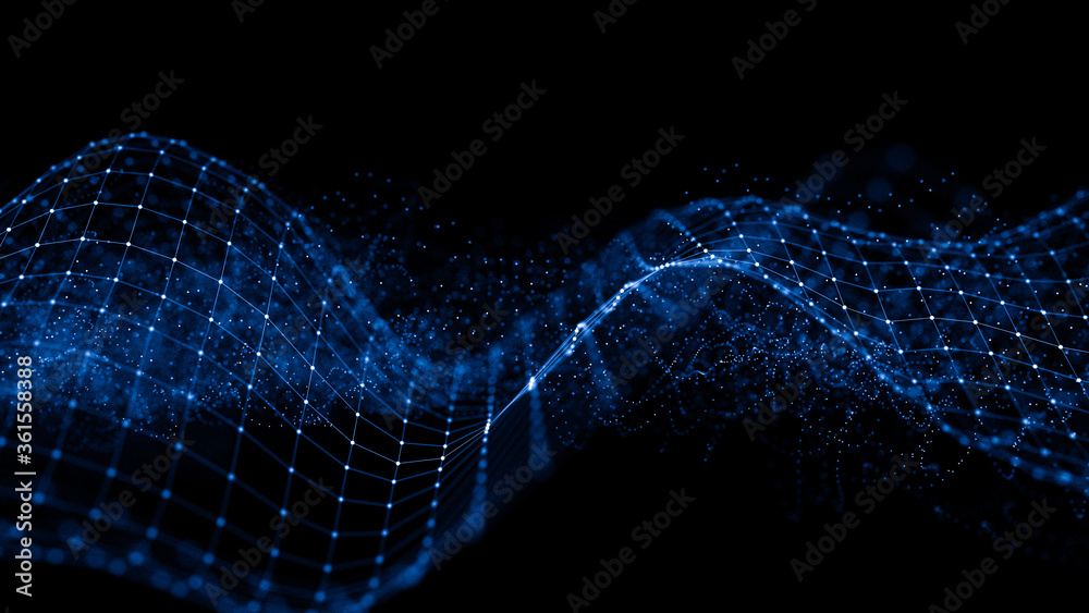 Fototapete abstract 3d rendering futuristic lines. computer geometric digital connection structure. futuristic 