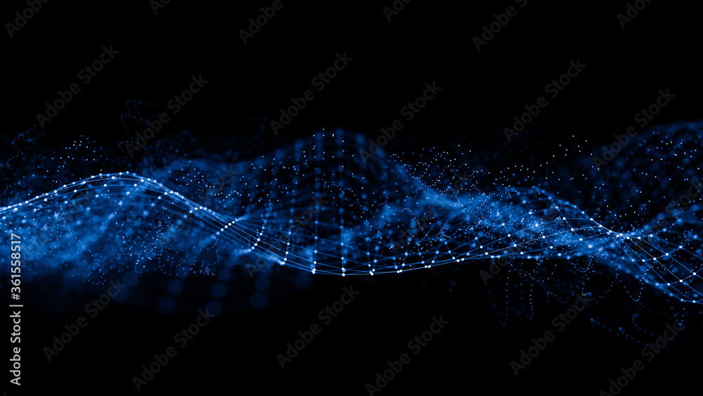 Poster abstract 3d rendering futuristic lines. computer geometric digital connection structure. futuristic 