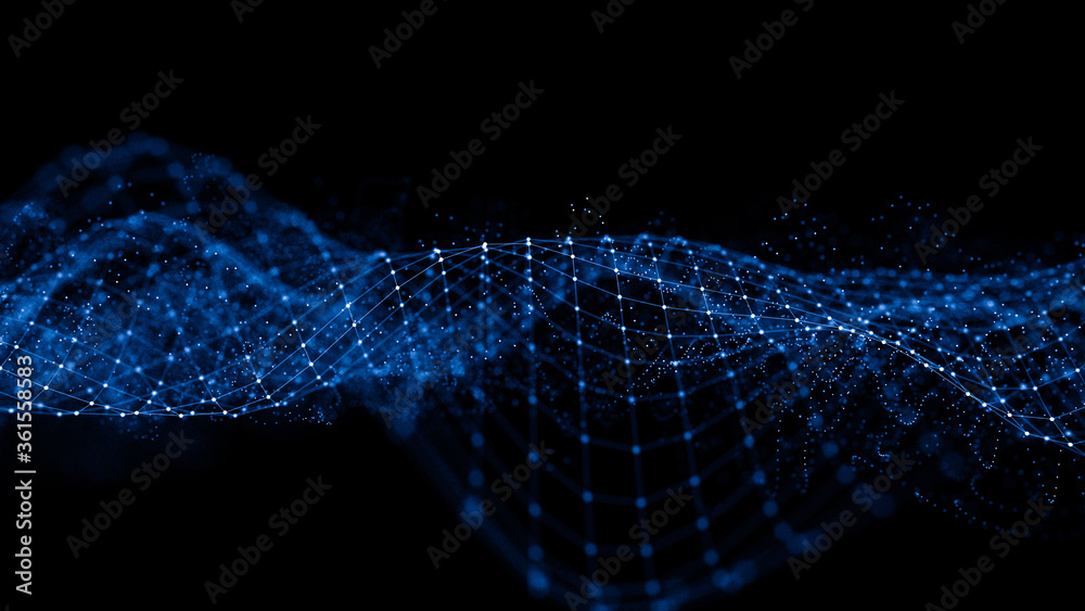 Poster abstract 3d rendering futuristic lines. computer geometric digital connection structure. futuristic 