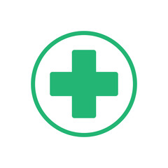 Obraz premium Green cross icon. Pharmacy sign