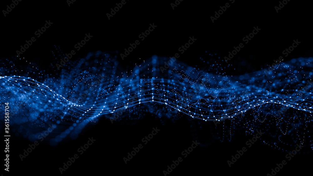Poster abstract 3d rendering futuristic lines. computer geometric digital connection structure. futuristic 