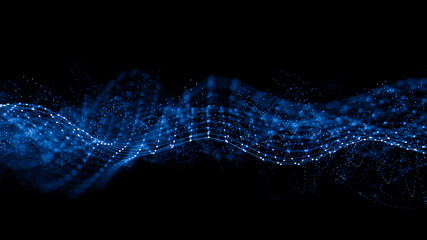 Abstract 3d rendering futuristic lines. computer geometric digital connection structure. Futuristic black abstract grid. Plexus with particles. Intelligence artificial