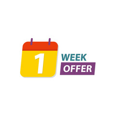 1 week offer sale icon flat style
