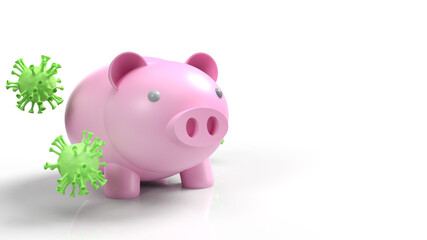 pig and virus 3d rendering for medical content.