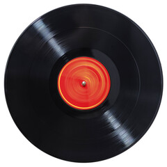Black vinyl record on a white background, isolated.