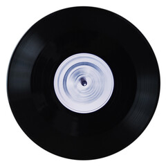 Black vinyl record on a white background, isolated.