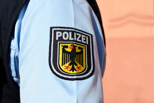 Offenburg, Baden-Wuerttemberg  / Germany - May 10, 2012: Patch of the Federal Police, Bundespolizei in Offenburg, Germany - BPOL is a uniformed federal police force in Germany
