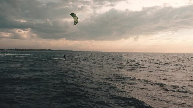 Aerial shot of kite surfer