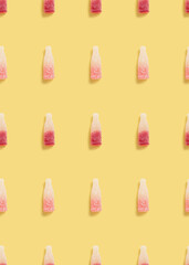 sugar gummy candy seamless pattern on a yellow background