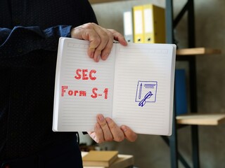 Financial concept about SEC Form S-1 with sign on the sheet.
