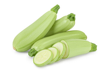 zucchini or marrow isolated on white background with clipping path and full depth of field