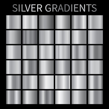 Silver Metal Gradient Backgrounds Vector. Chrome Shiny Texture Vector