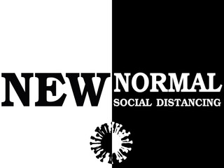 new normal text in concept of new normal social distancing, during covid-19 for background
