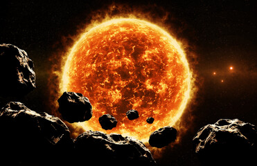 Sonne mit Asteroiden © vmdesignvideo