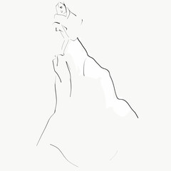 Beautiful young bride in wedding dress. Fashion illustration in sketch style. Vector