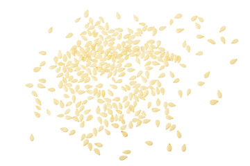 Sesame seeds isolated on white background top view. Flat lay