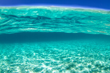 Fototapeta na wymiar underwater world and blue sky
