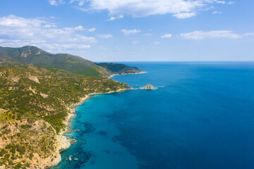 Fototapeta premium aerial view of the marine coast of Monte Argentario in the Tuscan Maremma