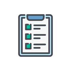 Check List and Clipboard color line icon. Examination vector outline colorful sign.
