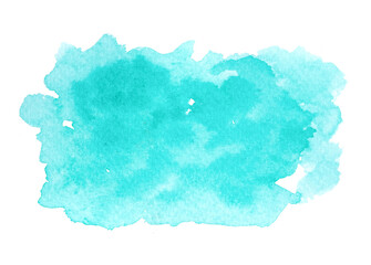 Abstract blue  watercolor background on paper, hand drawn painting.