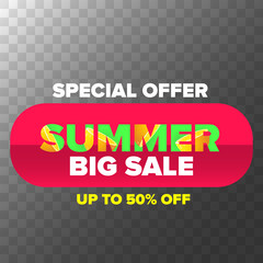 Obraz premium vector summer sale modern design template web banner or poster. Summer sale label with typographic text on transparent background
