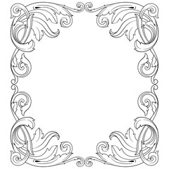 Vintage Ornament Element in baroque style with filigree and floral engrave the best situated for create frame, border, banner. It's hand drawn foliage swirl like victorian or damask design arabesque.