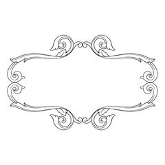 Vintage Ornament Element in baroque style with filigree and floral engrave the best situated for create frame, border, banner. It's hand drawn foliage swirl like victorian or damask design arabesque.