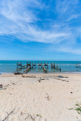 Livelihoods of fishermen and fishing equipment at Bang Hoi Beach, Songkhla, Thailand