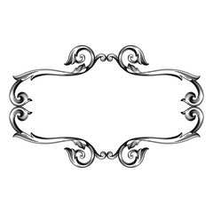 Vintage Ornament Element in baroque style with filigree and floral engrave the best situated for create frame, border, banner. It's hand drawn foliage swirl like victorian or damask design arabesque.