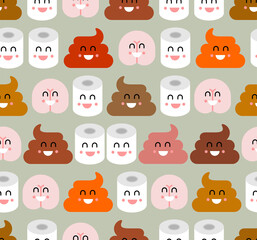 Shit and toilet paper and ass friends pattern seamless. Best friend on WC. Toilet Romatic background. Baby fabric texture