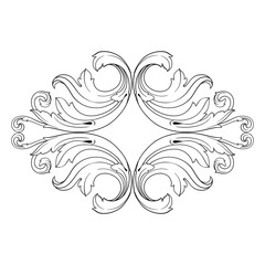 Fototapeta premium Vintage Ornament Element in baroque style with filigree and floral engrave the best situated for create frame, border, banner. It's hand drawn foliage swirl like victorian or damask design arabesque.