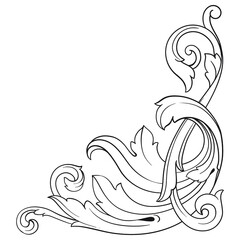 Vintage Ornament Element in baroque style with filigree and floral engrave the best situated for create frame, border, banner. It's hand drawn foliage swirl like victorian or damask design arabesque.
