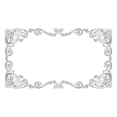 Vintage Ornament Element in baroque style with filigree and floral engrave the best situated for create frame, border, banner. It's hand drawn foliage swirl like victorian or damask design arabesque.