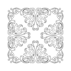 Vintage Ornament Element in baroque style with filigree and floral engrave the best situated for create frame, border, banner. It's hand drawn foliage swirl like victorian or damask design arabesque.