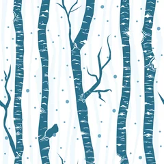 Printed roller blinds Birch trees Birch trees seamless vector pattern. Flat minimalistic design.