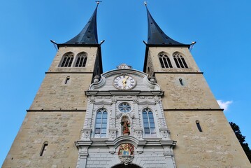 Fototapeta premium Luzern, Hofkirche St. Leodegar, Fassade
