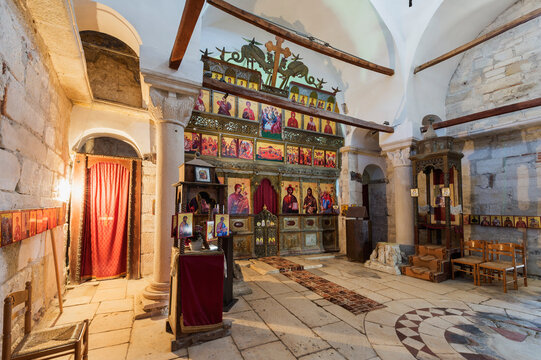 Byzantine Abbey of Pojan, Saint Mary Orthodox Church and Monastery, Interior, Iconostasis, Apollonia Archaeological Park, Pojani Village, Illyria, Albania