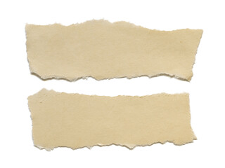 Craft paper pieces set isolated on white background. Brown torn paper texture