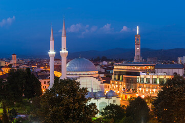 Naklejka premium Ebu Beker Mosque at twilight, Shkodra, Albania