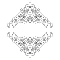Vintage Ornament Element in baroque style with filigree and floral engrave the best situated for create frame, border, banner. It's hand drawn foliage swirl like victorian or damask design arabesque.
