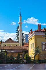 Obraz premium Mosque minaret near the New Bazar, Tirana, Albania