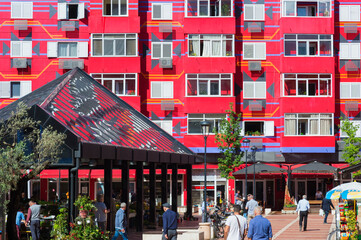Colourful houses near the New Bazar, Tirana, Albania - obrazy, fototapety, plakaty