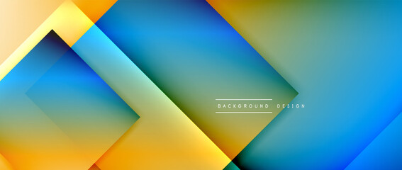 Obraz premium Square shapes composition, fluid gradient geometric abstract background. 3D shadow effects, modern design template