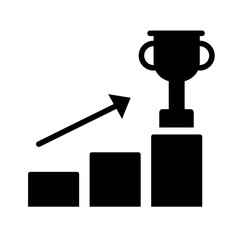 trophy cup in statistics bars with arrow silhouette style icon