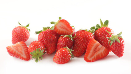 fresh strawberries isolated on white background