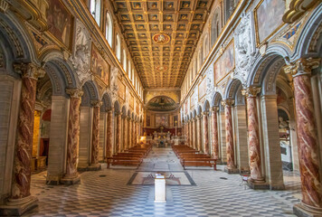 Fototapeta premium Rome, Italy - home of the Vatican and main center of Catholicism, Rome displays dozens of historical, wonderful churches. Here in particular the San Marco Evangelista basilica